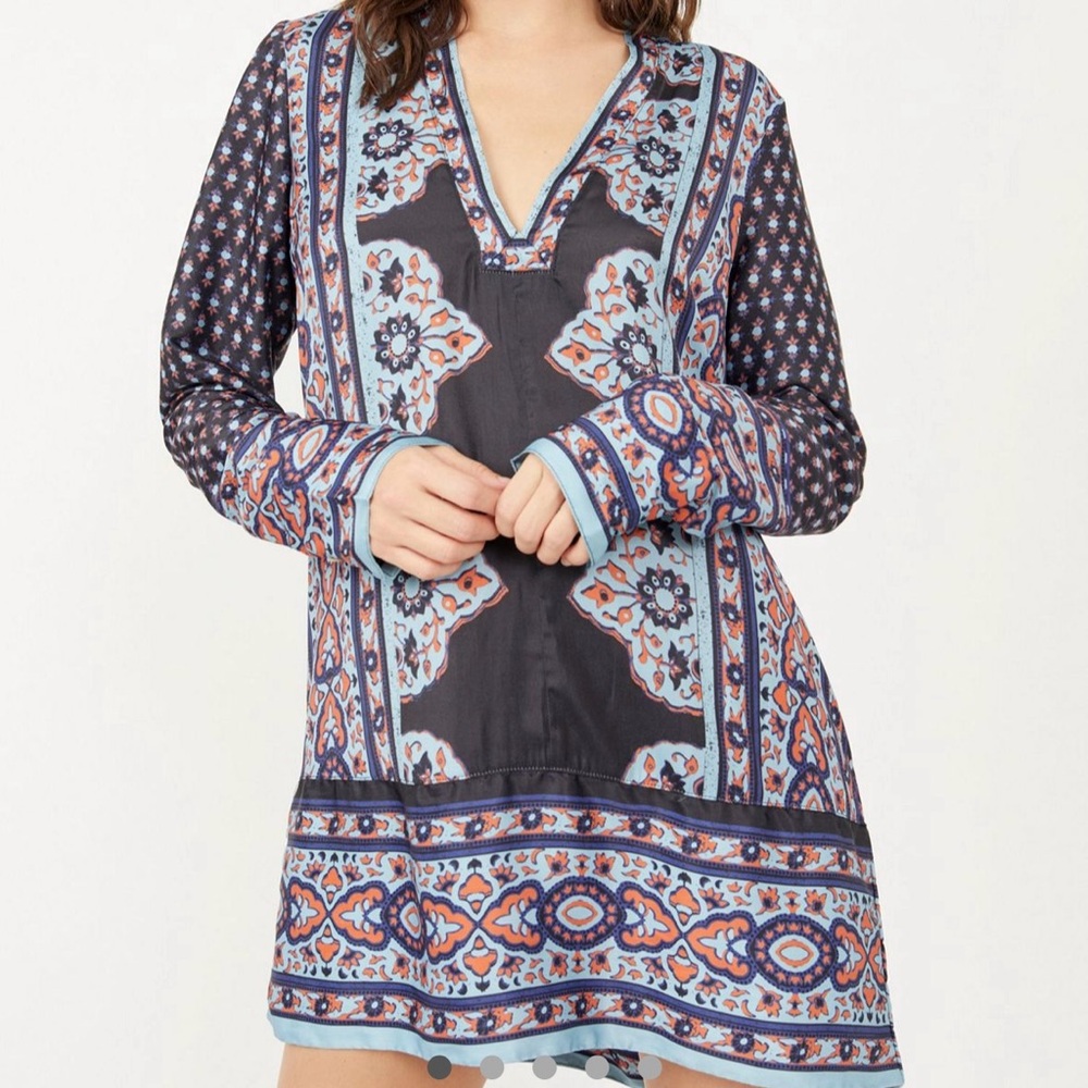 Free People Meadow Mod mini dress long sleeves size medium